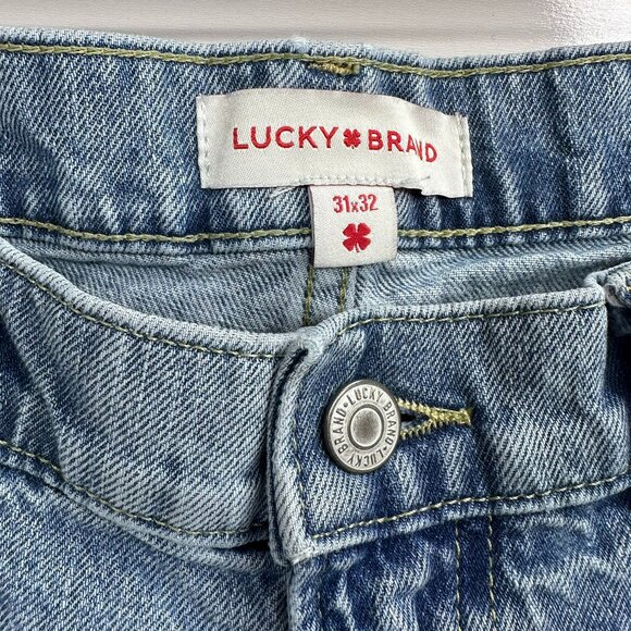 Lucky Brand Jeans Mens 31x32 Blue Denim 223 Straight Stretch Faded Wash Mid Rise - Picture 3 of 9